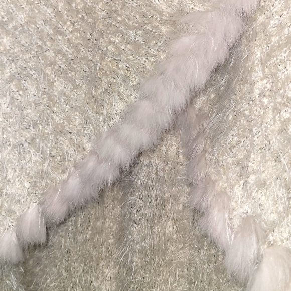 SALE! Ivory Love Token Genuine Rabbit Fur Trim Vest Women's Sz S Extra Stretchy - Picture 9 of 11